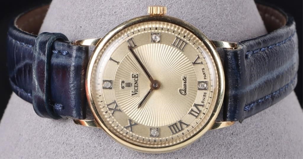 VICENCE 14K YELLOW GOLD QUARTZ LADIES WRISTWATCH (1 of 4)