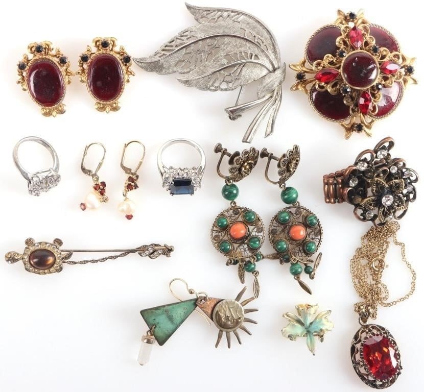 ANTIQUE LADIES JEWELRY GARNET SPINEL PEARL (12) (1 of 4)