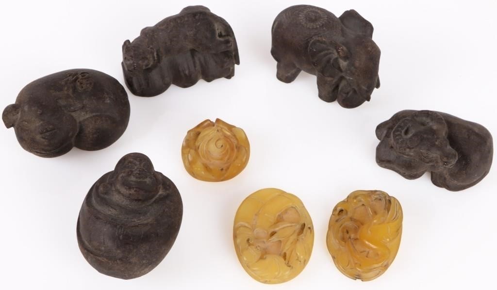CARVED JADE & WOOD ANIMAL ORNAMENTS (1 of 3)