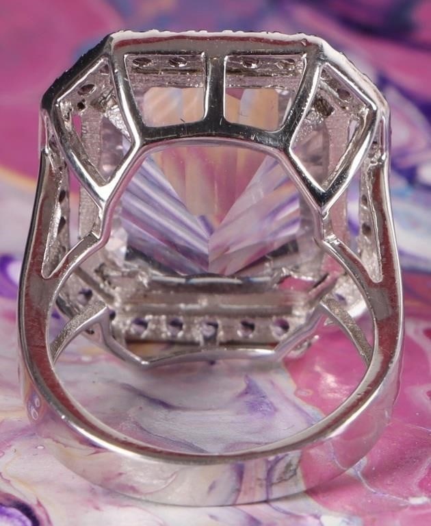 13MM SQUARE CUT AMETHYST HALO COCKTAIL RING - 3