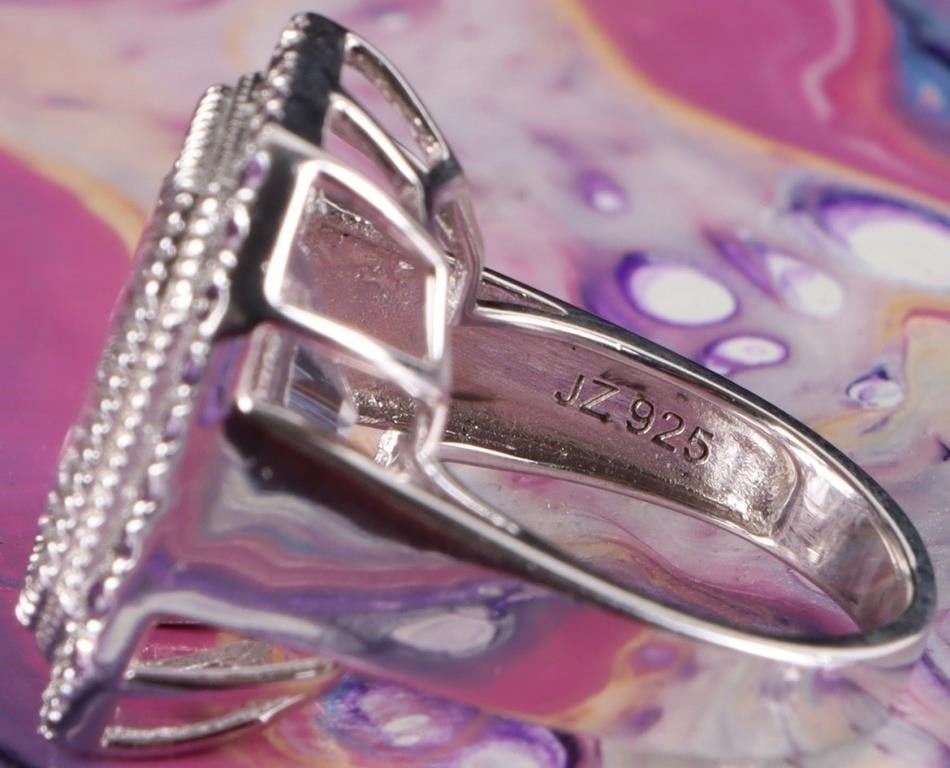 13MM SQUARE CUT AMETHYST HALO COCKTAIL RING - 4