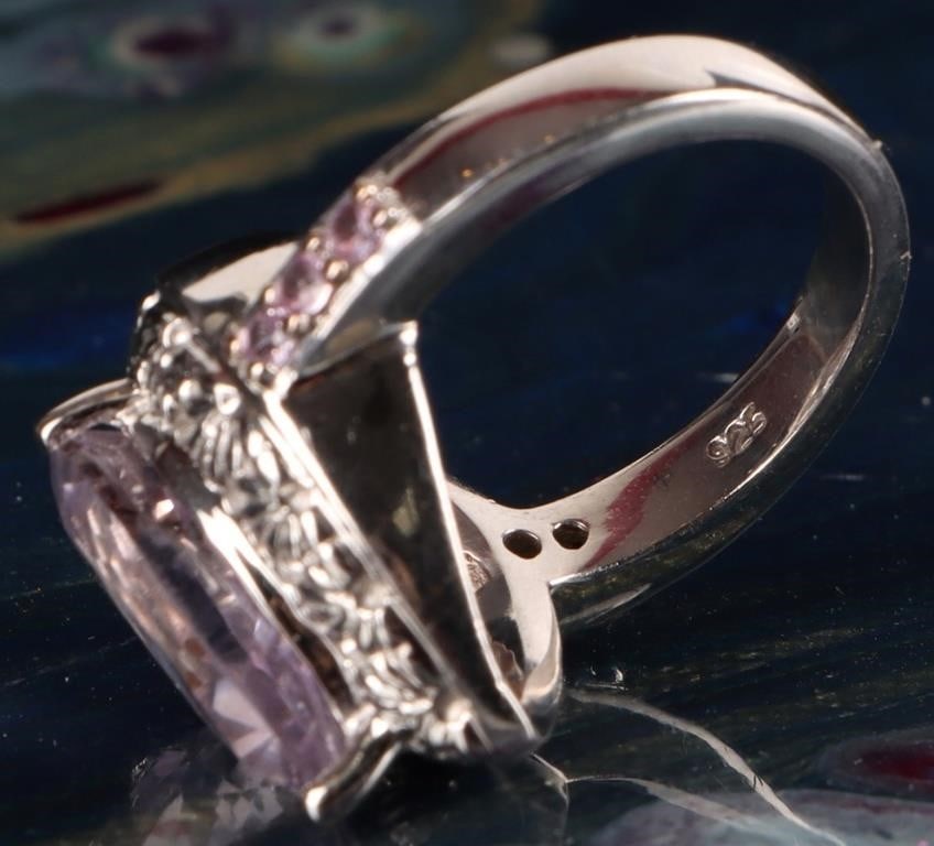 3CT PEAR SHAPED AMETHYST FILIGREE STERLING RING - 4