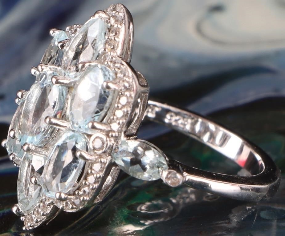 VINTAGE- STYLE AQUAMARINE ENGAGEMENT RING - 2