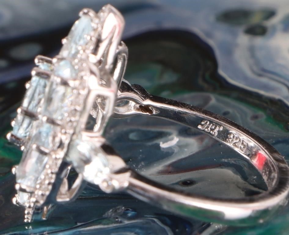 VINTAGE- STYLE AQUAMARINE ENGAGEMENT RING - 4