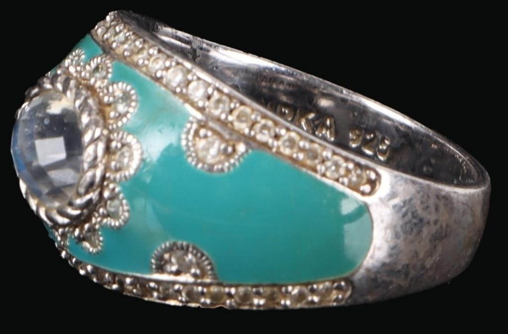 STERLING SILVER OVAL ROSE QUARTZ CZ LADIES RING - 2