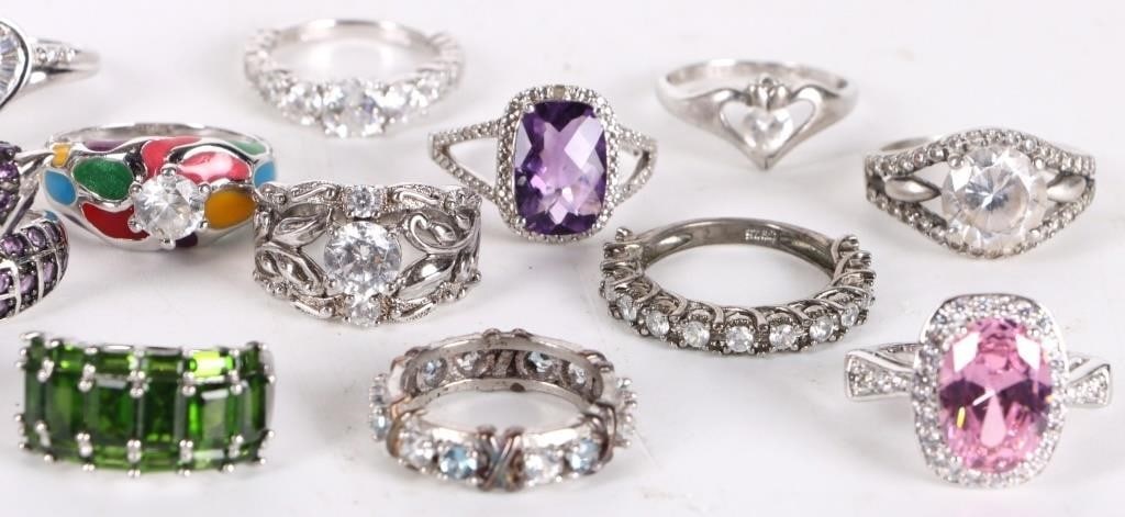 STERLING SILVER LADIES GEMSTONE RINGS LOT OF 22 - 2