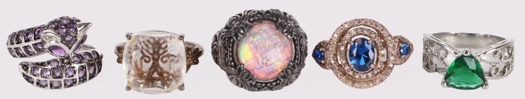 STERLING SILVER LADIES GEMSTONE RINGS LOT OF 22 - 3