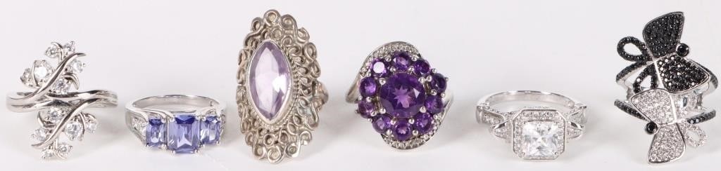 STERLING SILVER LADIES GEMSTONE RINGS LOT OF 22 - 4