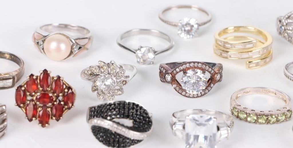 STERLING SILVER LADIES GEMSTONE RINGS LOT OF 22 - 3