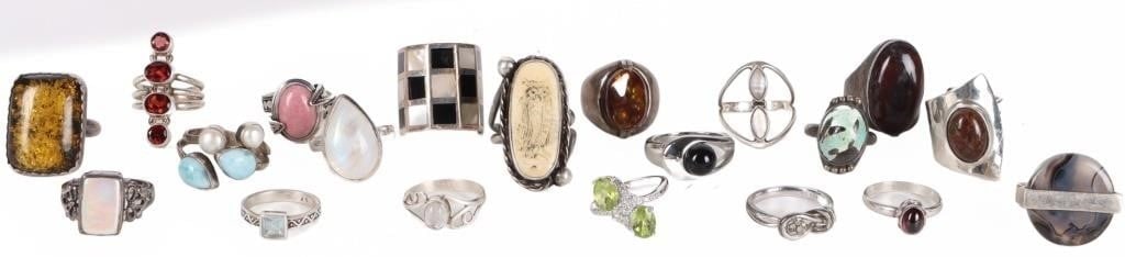 STERLING SILVER LADIES GEMSTONE RINGS LOT OF 21 (1 of 4)