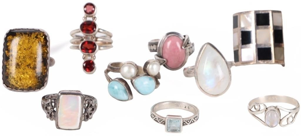 STERLING SILVER LADIES GEMSTONE RINGS LOT OF 21 - 2