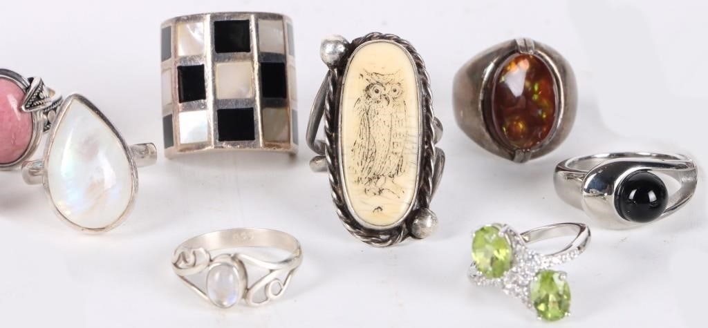 STERLING SILVER LADIES GEMSTONE RINGS LOT OF 21 - 3