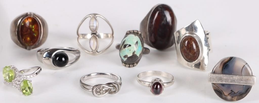 STERLING SILVER LADIES GEMSTONE RINGS LOT OF 21 - 4
