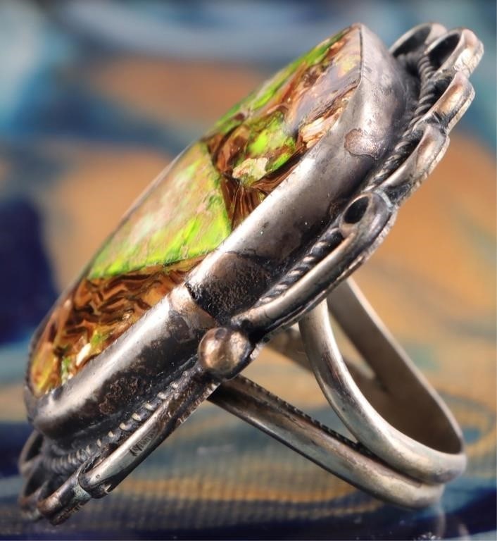 SW STYLE STERLING SILVER RING W/ COPPER TURQUOISE - 2