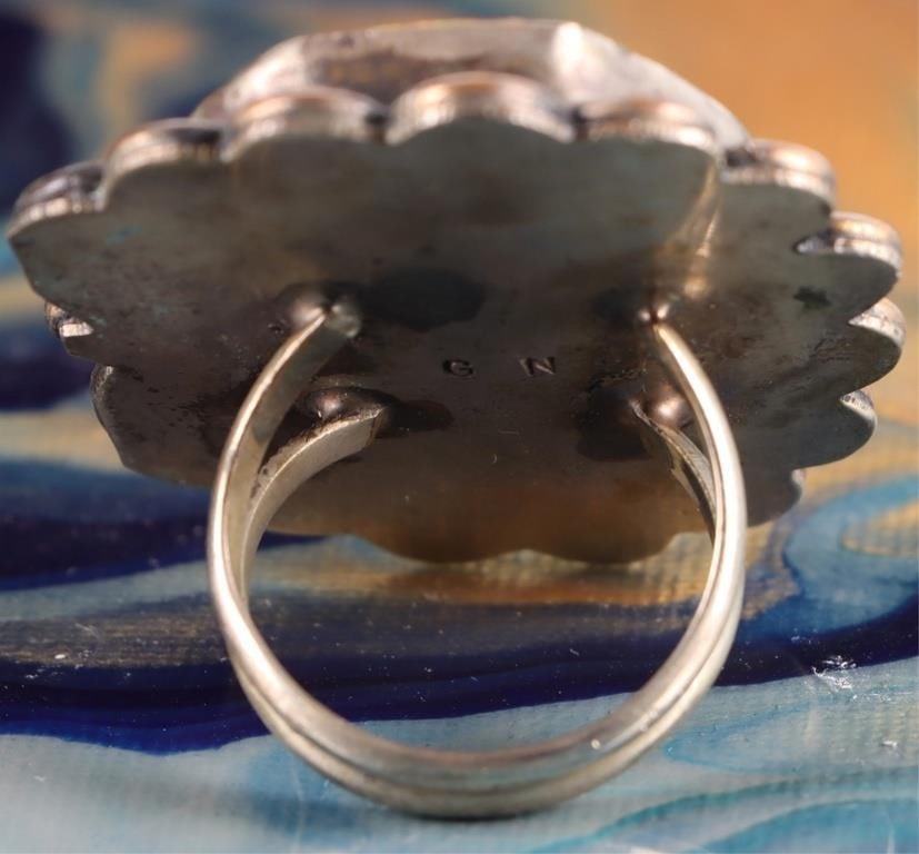 SW STYLE STERLING SILVER RING W/ COPPER TURQUOISE - 3