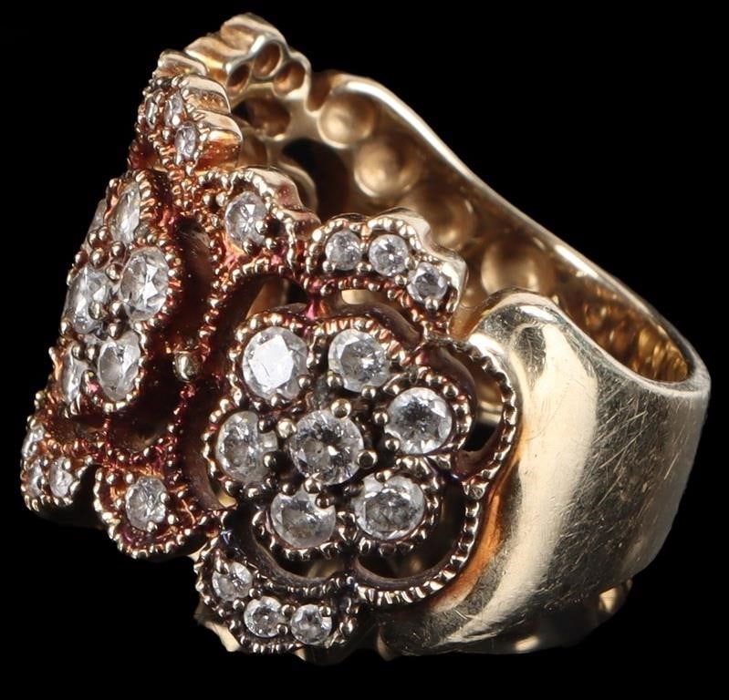 1.13 CTW DIAMONDS 14K YELLOW GOLD LADIES RING - 2