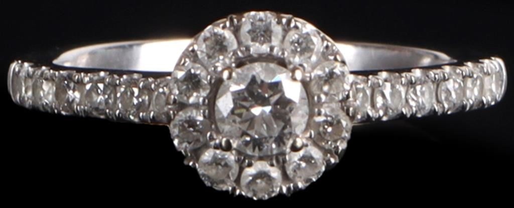 14K WHITE GOLD ROUND DIAMOND LADIES RING (1 of 4)