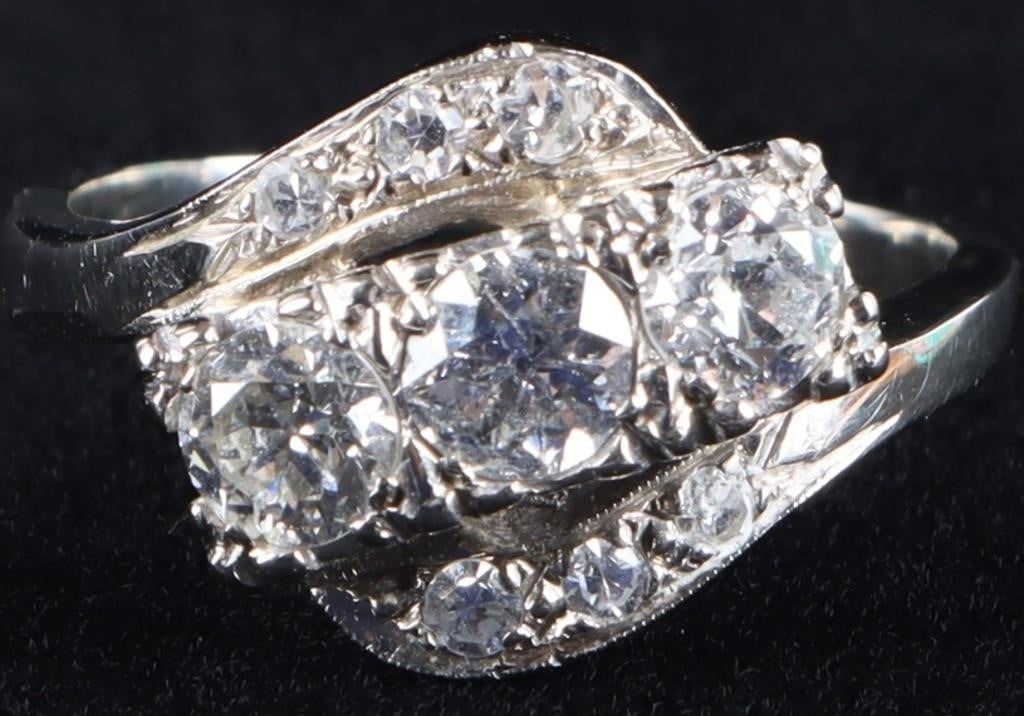 1.17CTW NINE DIAMONDS 14K WHITE GOLD LADIES RING (1 of 4)