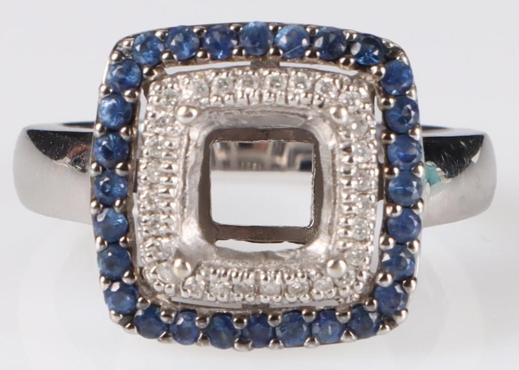 14K WHITE GOLD LADIES RING W/ TOPAZ NO SETTING (1 of 4)