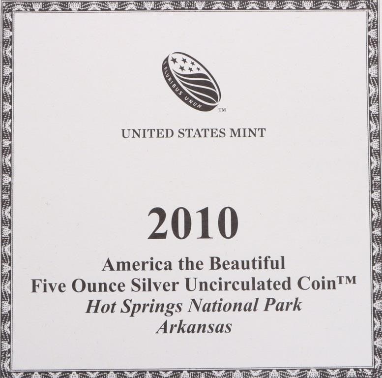 5 OZT FINE SILVER 2010 AMERICA THE BEAUTIFUL COIN - 4
