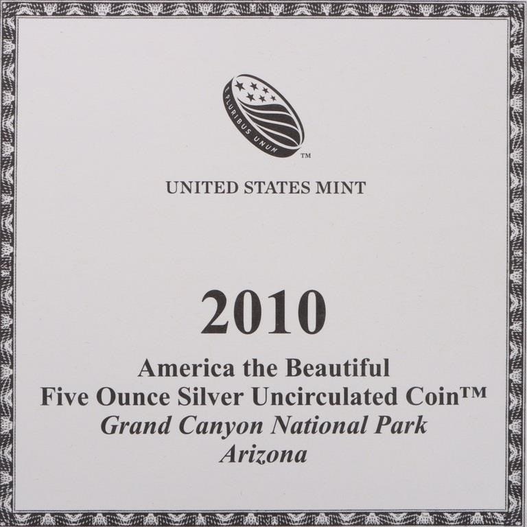 5 OZT FINE SILVER 2010 AMERICA THE BEAUTIFUL COIN - 4