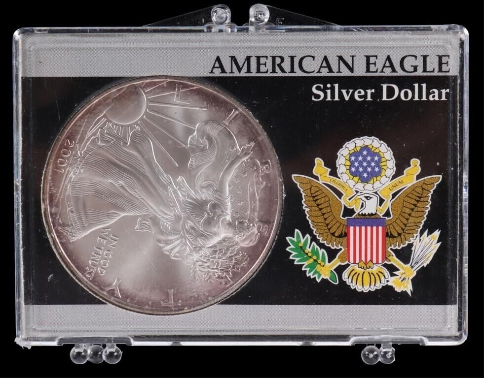 ASSORTED FINE SILVER AMERICAN EAGLES RT - (4) - 4