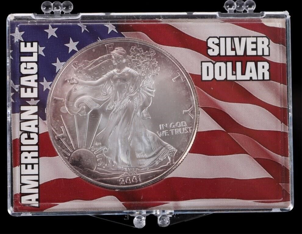 ASSORTED FINE SILVER AMERICAN EAGLES RT - (4) - 6