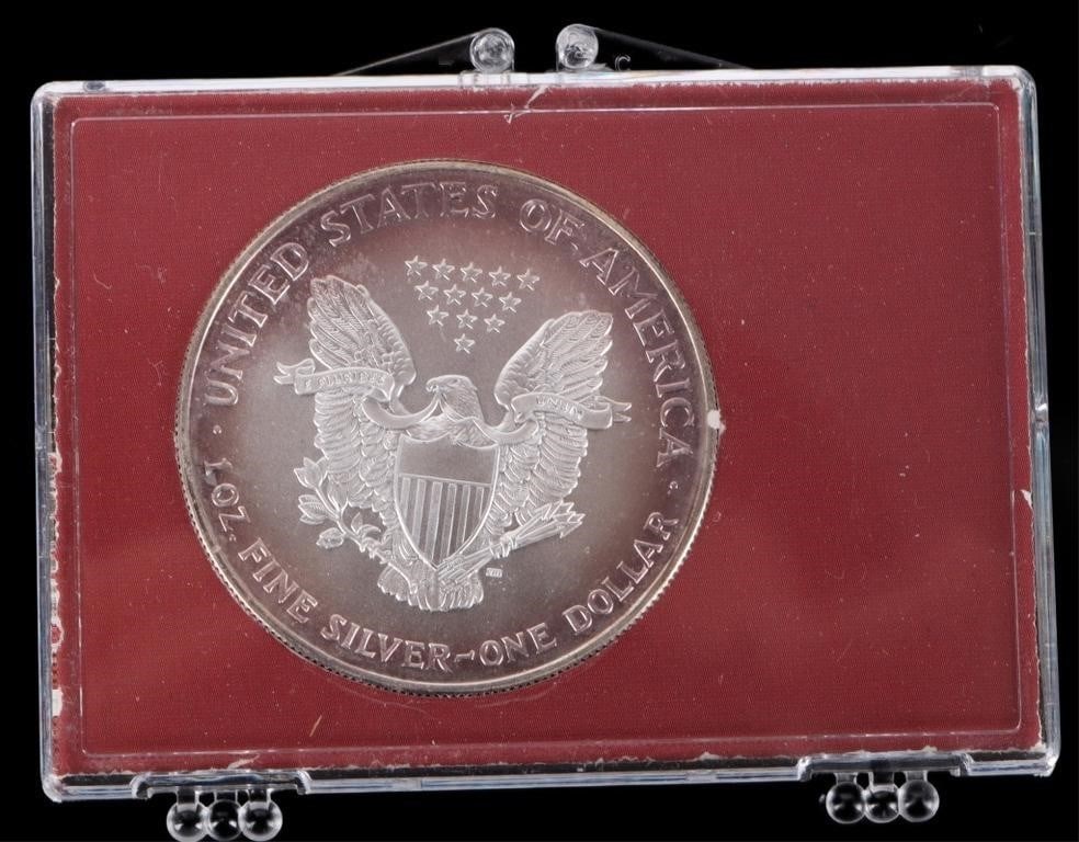 ASSORTED FINE SILVER AMERICAN EAGLES RT - (4) - 7