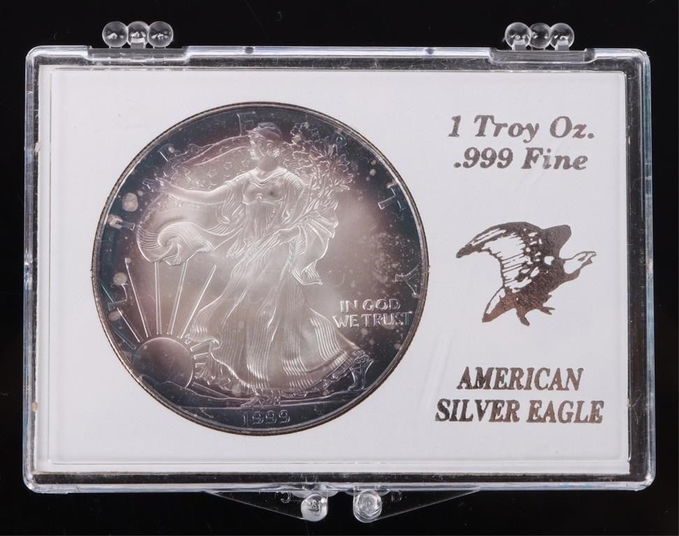 ASSORTED FINE SILVER AMERICAN EAGLES RT - (4) - 8