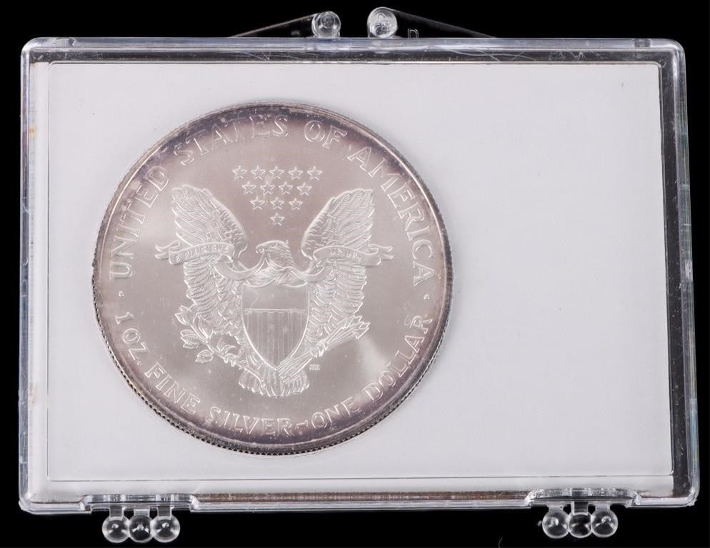 ASSORTED FINE SILVER AMERICAN EAGLES RT - (4) - 9