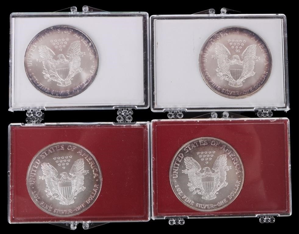ASSORTED FINE SILVER AMERICAN EAGLES RT - (5) - 3