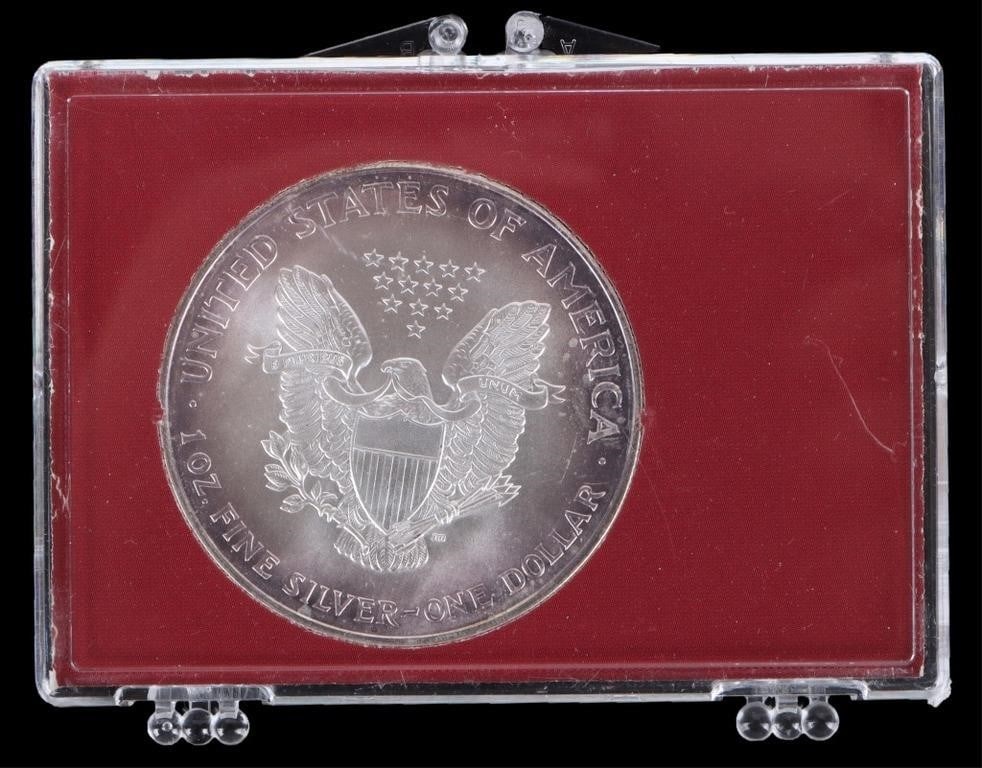 ASSORTED FINE SILVER AMERICAN EAGLES RT - (5) - 5