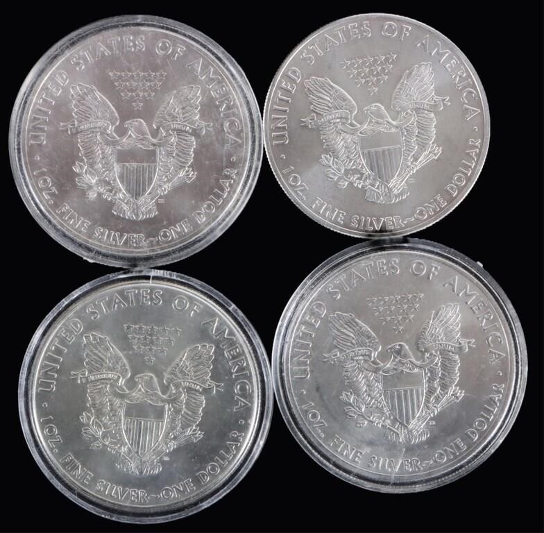 FINE SILVER ASSORTED AMERICAN EAGLE COINS - (4) - 2