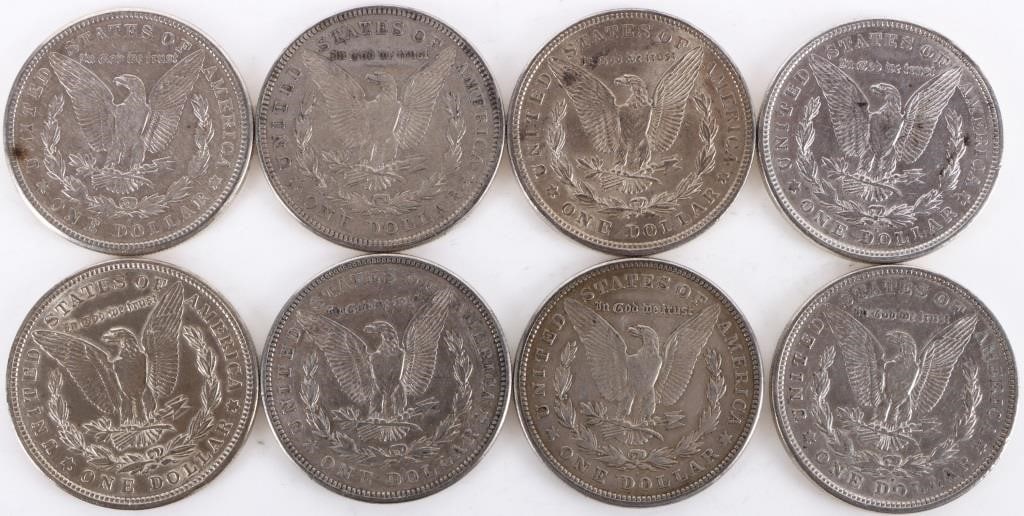 ASSORTED 90% SILVER MORGAN DOLLARS - (8) - 2