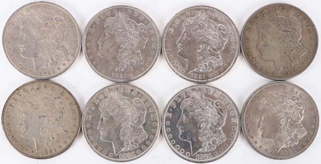 ASSORTED 90% SILVER MORGAN DOLLARS - (8) (1 of 2)