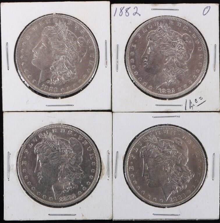 1882 & 1883 O 90% SILVER MORGAN DOLLARS - (4) (1 of 2)