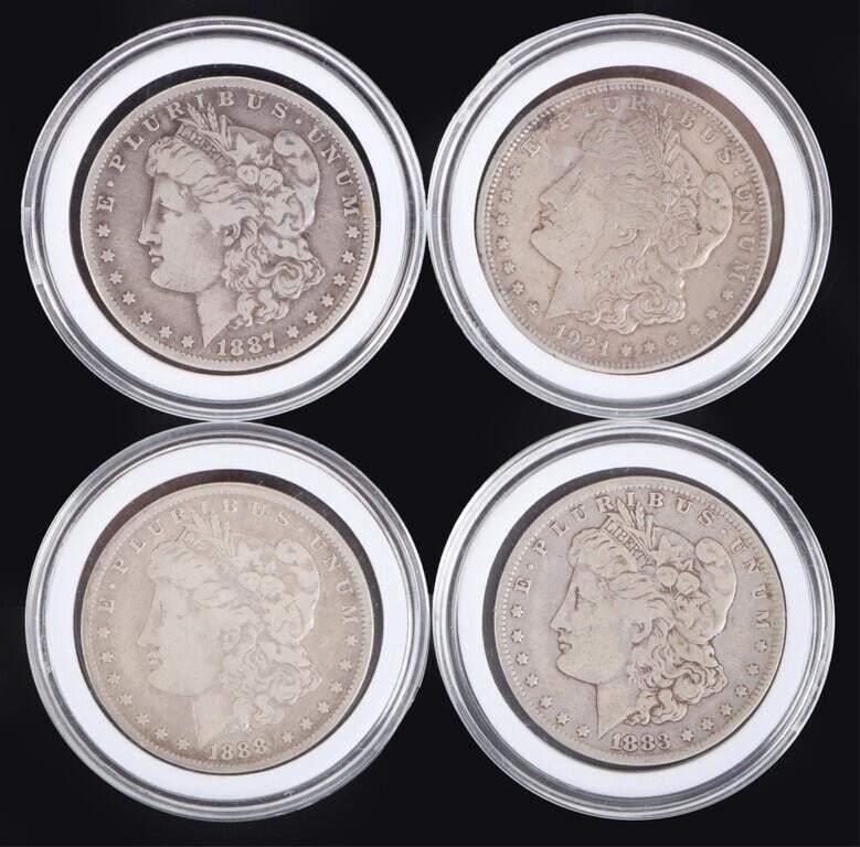 TEN ASSORTED 90% MORGAN SILVER DOLLARS - 4