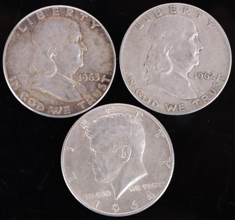 ASSORTED 90% SILVER U.S. HALF DOLLARS - (11) - 6