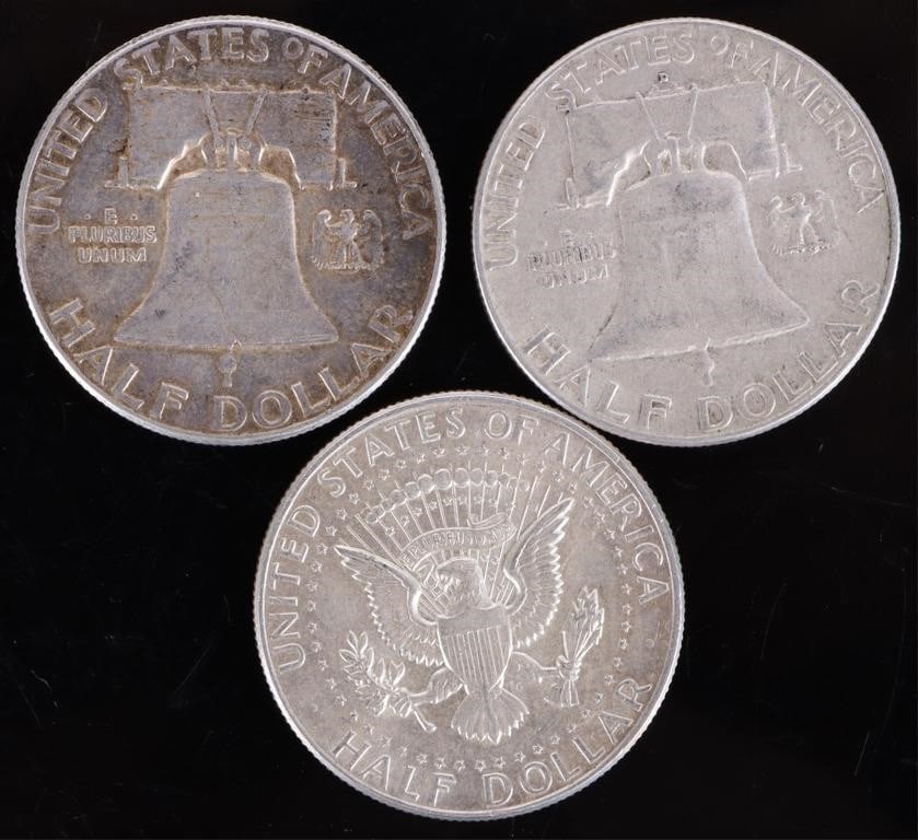 ASSORTED 90% SILVER U.S. HALF DOLLARS - (11) - 7