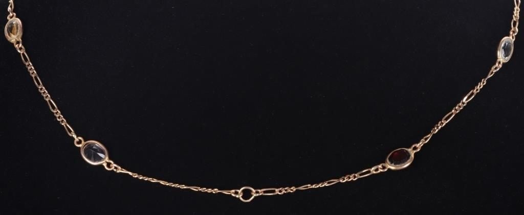 14K YELLOW GOLD LADIES NECKLACE W/ CITRINE &TOURM (1 of 3)