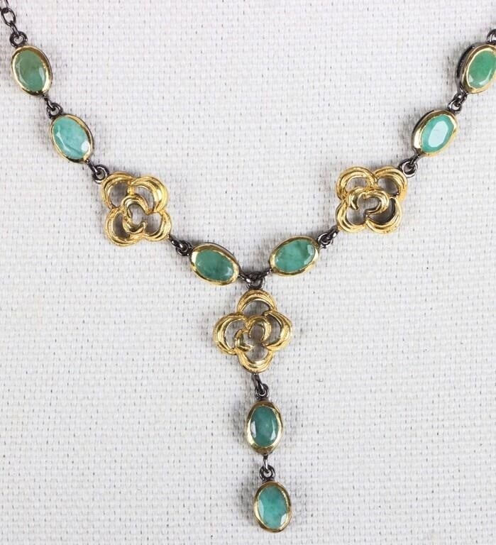 STERLING SILVER NEPHRITE LADIES NECKLACE (1 of 3)