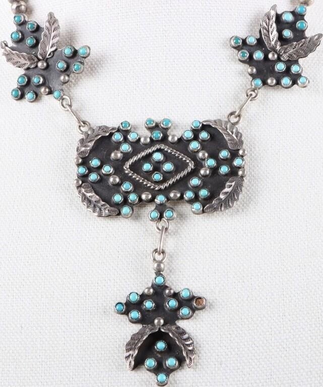 SIGNED SW STYLE ARIZONA TURQUOISE 925 NECKLACE (1 of 3)