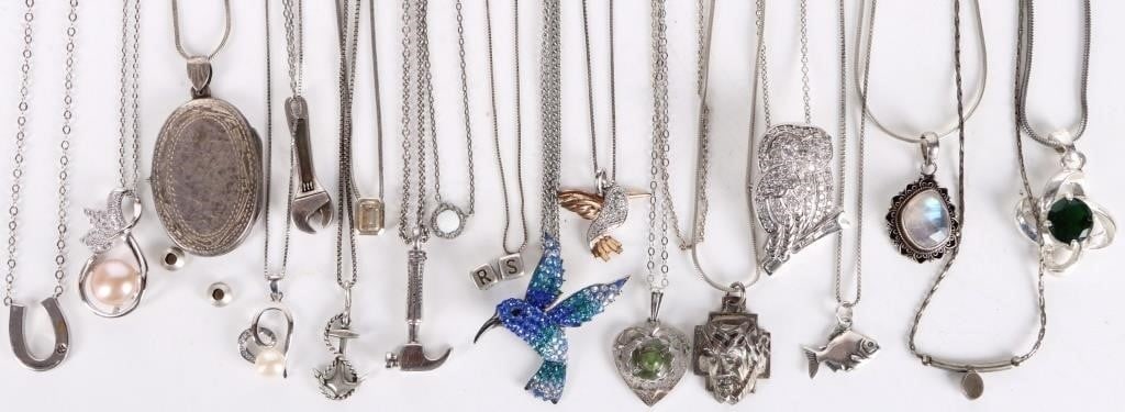 STERLING SILVER LADIES NECKLACES LOT OF 20 (1 of 5)