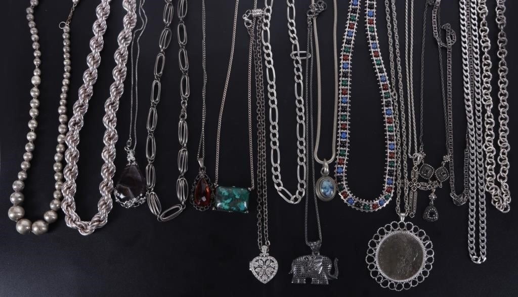 STERLING SILVER ASSORTED NECKLACES LOT OF 17 (1 of 3)
