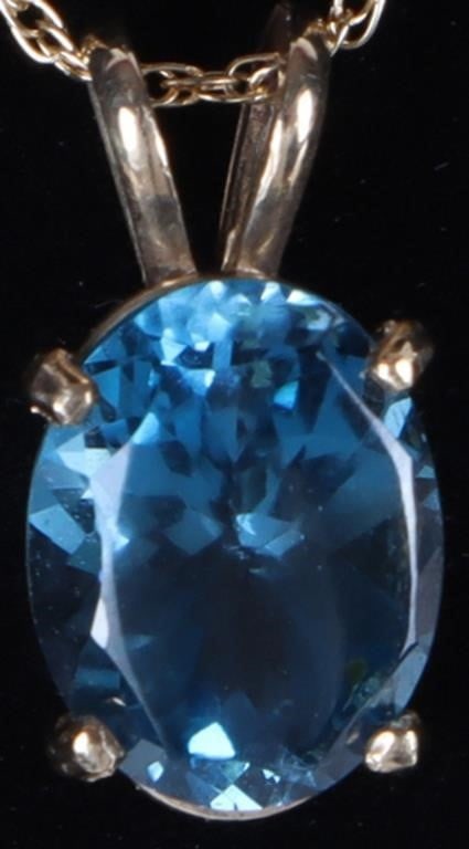 14K YELLOW GOLD LADIES NECKLACE W/ 1CT TOPAZ GEM: 14k yellow gold ladies necklace with a 1ct oval-cut topaz gemstone on the pendant.Stone Type: TopazWeight: 1.67 gramsSize: 18.5" longCondition: See pictures.