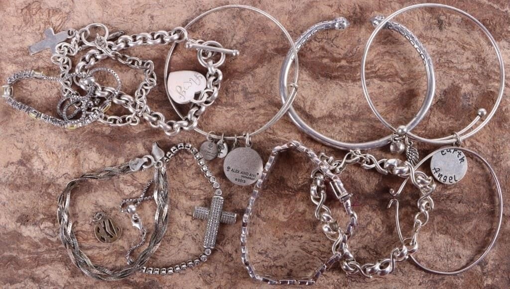 STERLING SILVER LADIES CHAIN & CHARM BRACELETS--11 (1 of 8)
