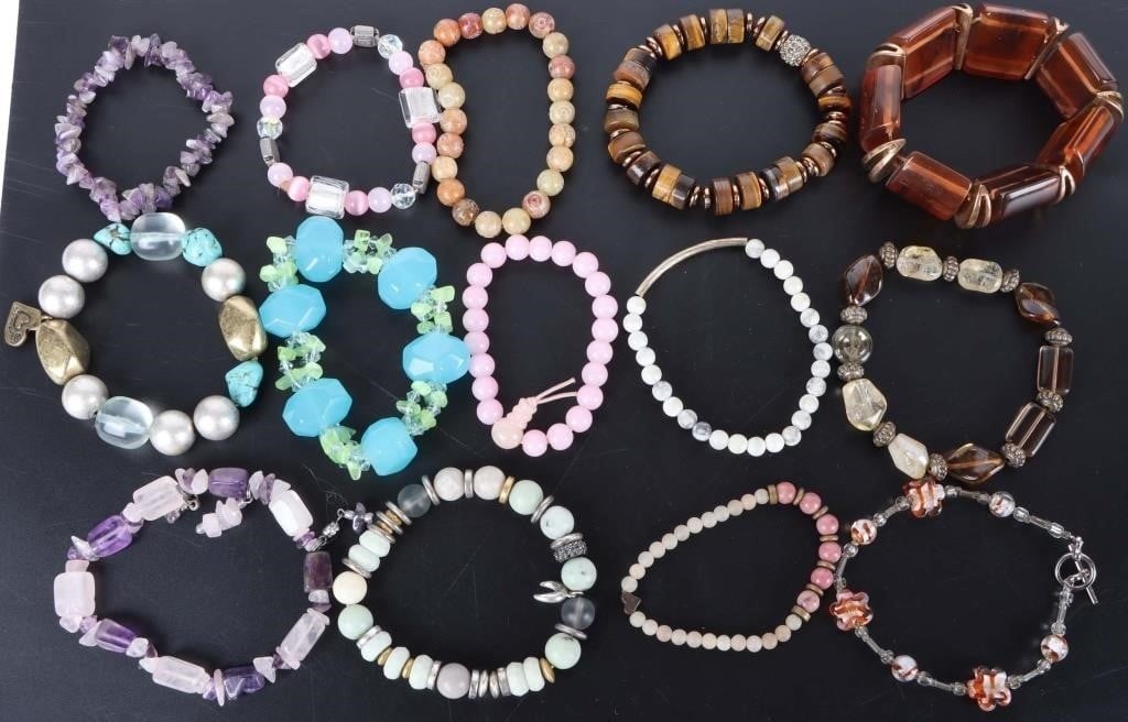 LADIES BRACELETS W/ REAL STONES LOT OF 14 (1 of 5)