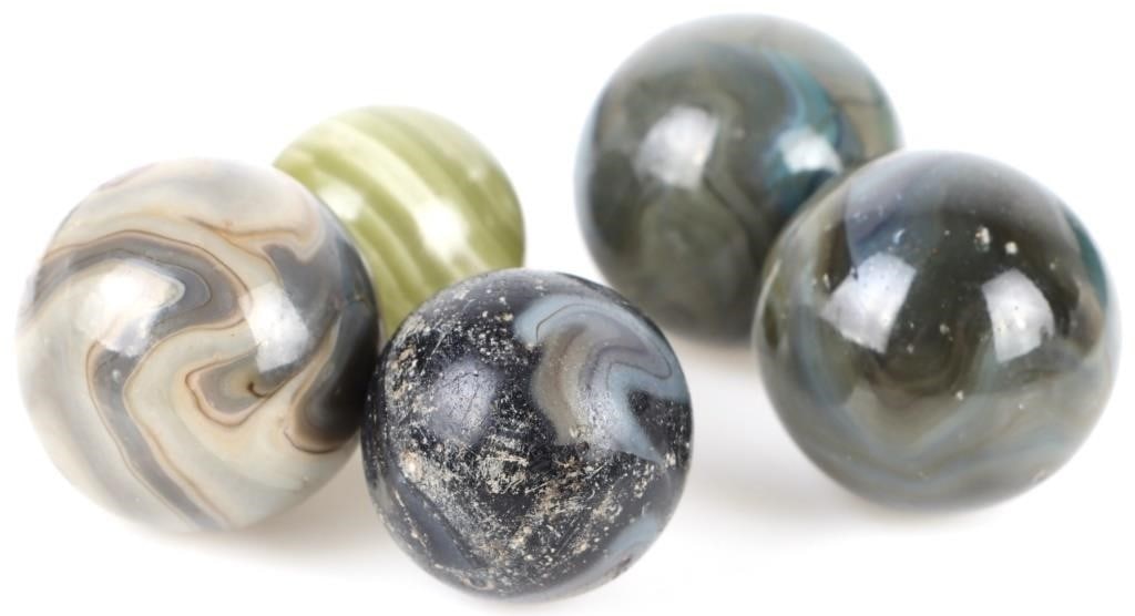 HANDMADE AGATE STONE MARBLES 1.0-0.8' - (5) (1 of 7)