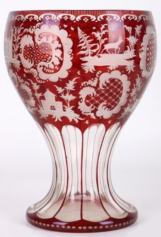 BOHEMIAN RUBY RED MOSER LARGE CRANBERRY GOBLET (1 of 3)