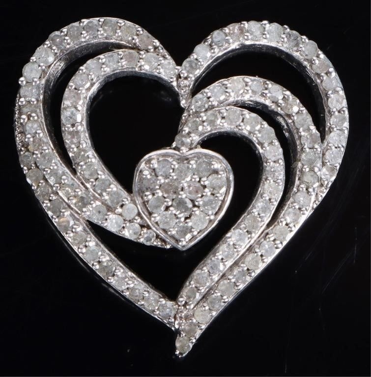 STERLING SILVER DIAMOND HEART LADIES PENDANT (1 of 2)